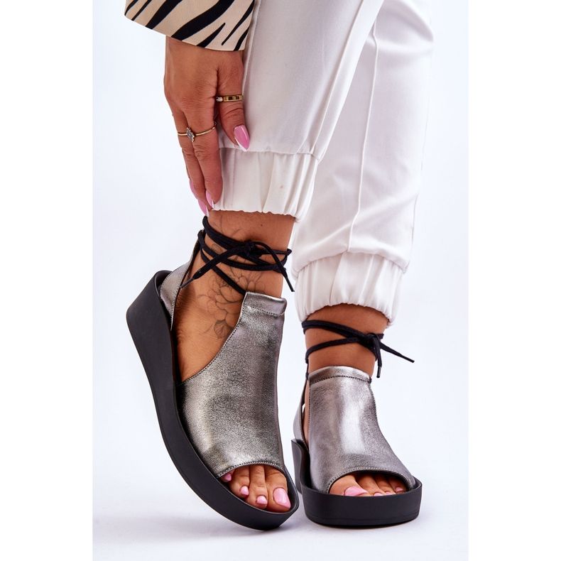 Lädersandaler Nicole 2743/063 Silver-Svart 1