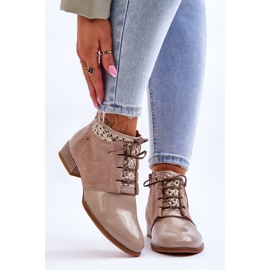 Läder Lace-Up Boots Maciejka 05953-04 Beige 1