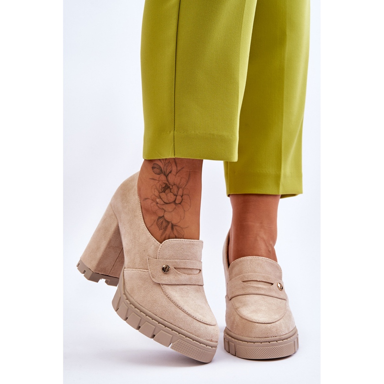 Vinceza Elegant mocka högklackat Beige Mintore 1