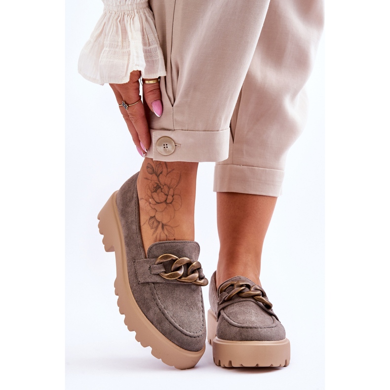 Loafers i mocka dam S.Barski HX52-222 Grå 1