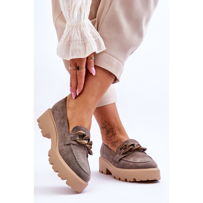 Loafers i mocka dam S.Barski HX52-222 Grå 2