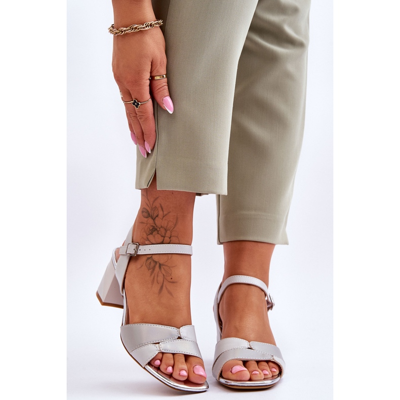 Sergio Leone SK898 Grå sandaler med låg klack 1