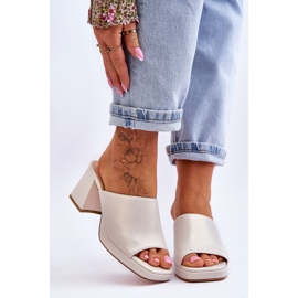 Fashionabla tofflor med klackar Sergio Leone KL322 Pearl beige 1