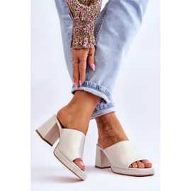 Fashionabla tofflor med klackar Sergio Leone KL322 Pearl beige 2