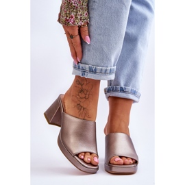 Fashionabla Sergio Leone tofflor med hög klack KL322 mörksilver 1