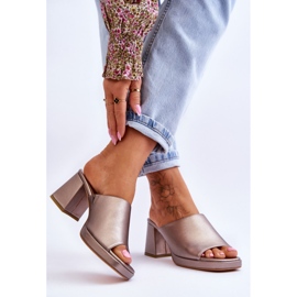 Fashionabla Sergio Leone tofflor med hög klack KL322 mörksilver 2