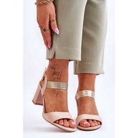 S.Barski Damsandaler på högklackat mocka Beige Enjoy 1