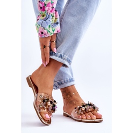 Damtofflor med dekorativa stenar S.Barski KV-576-3 Guld gyllene 2