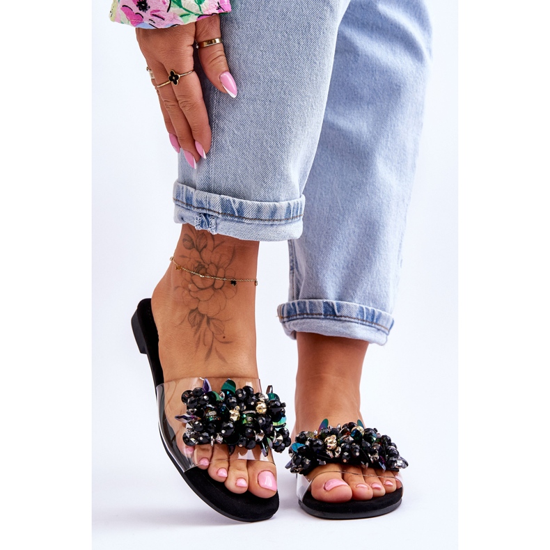 Damtofflor med dekorativa stenar S.Barski KV-576-3 Svart 1