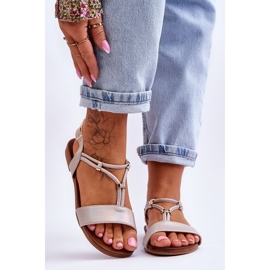 Platta sandaler för kvinnor S.Barski KV-541-120 Guld gyllene 1