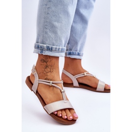 Platta sandaler för kvinnor S.Barski KV-541-120 Guld gyllene 2