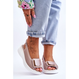 Genombrutna lädersandaler S.Barski BN291 Rosa 1