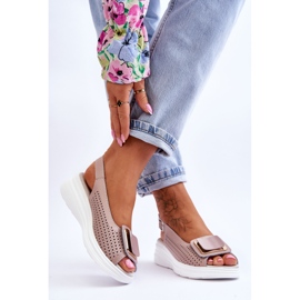 Genombrutna lädersandaler S.Barski BN291 Rosa 2