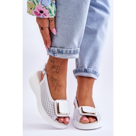 Genombrutna lädersandaler S.Barski BN291 Vit 1