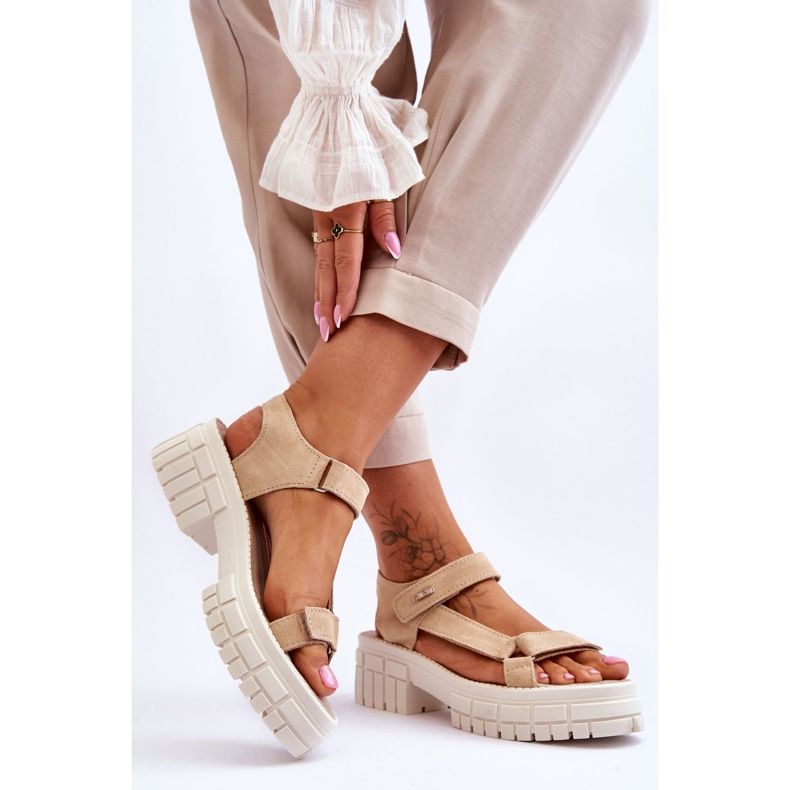 Big Star Mockasandaler för kvinnor LL276036 Beige 2