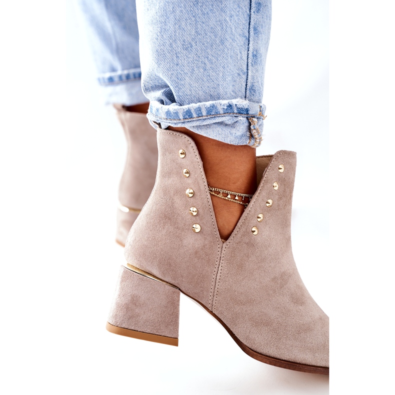 Lewski Shoes Mockaskor för kvinnor med utskärningar Lewski Cappuccino 3074 / B beige 3