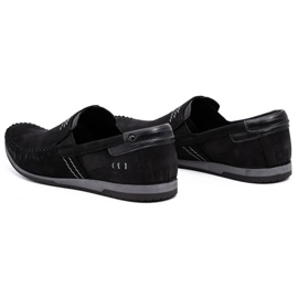 KOMODO Läder loafers för män 876 svart mocka 5