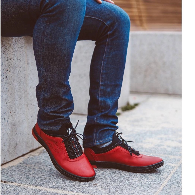 Polbut Röda herrläder casualskor K24 med svart undersida 1