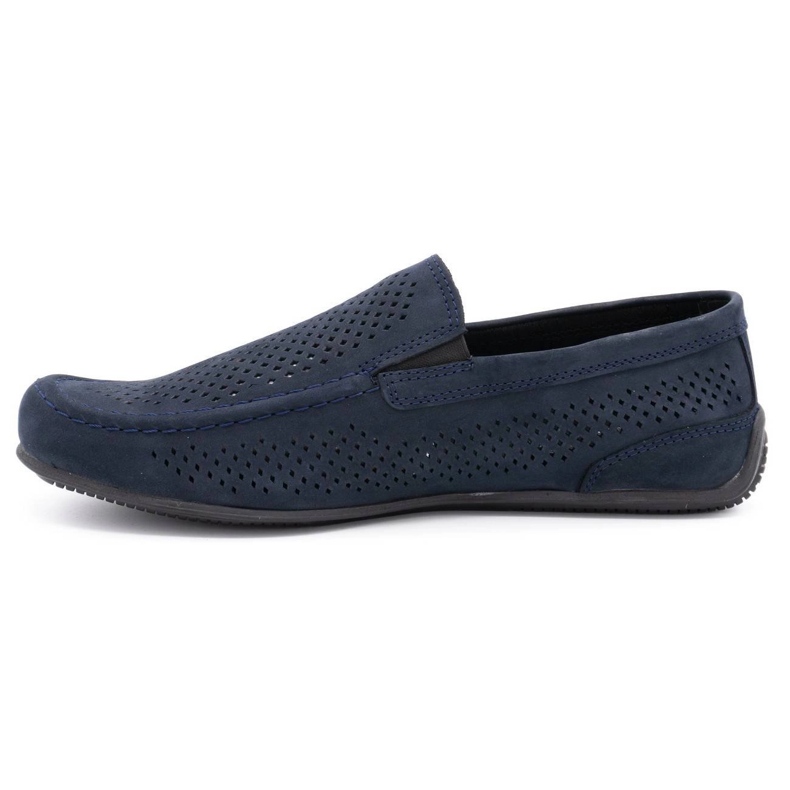Polbut Män läder loafers 2105P marinblå 1