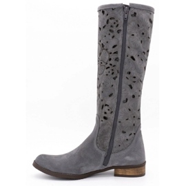 Olivier Kvinnors genombrutna stövlar Mörkgrå blommor 1