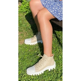 Polbut Läder damstövlar D1 beige 2