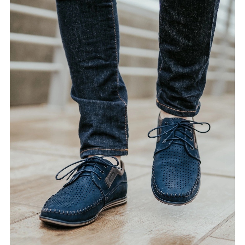 Olivier Herrskor i läder 4228 marinblå 1