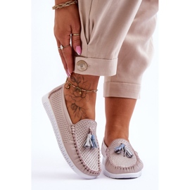 Genombrutna läder Loafers för kvinnor Ljusrosa Lanzarot 1