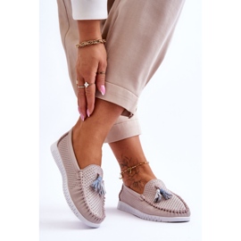 Genombrutna läder Loafers för kvinnor Ljusrosa Lanzarot 2