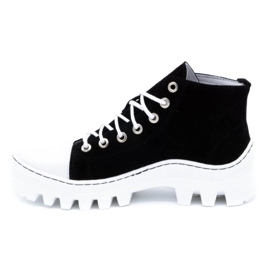 Polbut Ankelstövlar för damer i läder D1 svart pärla 1