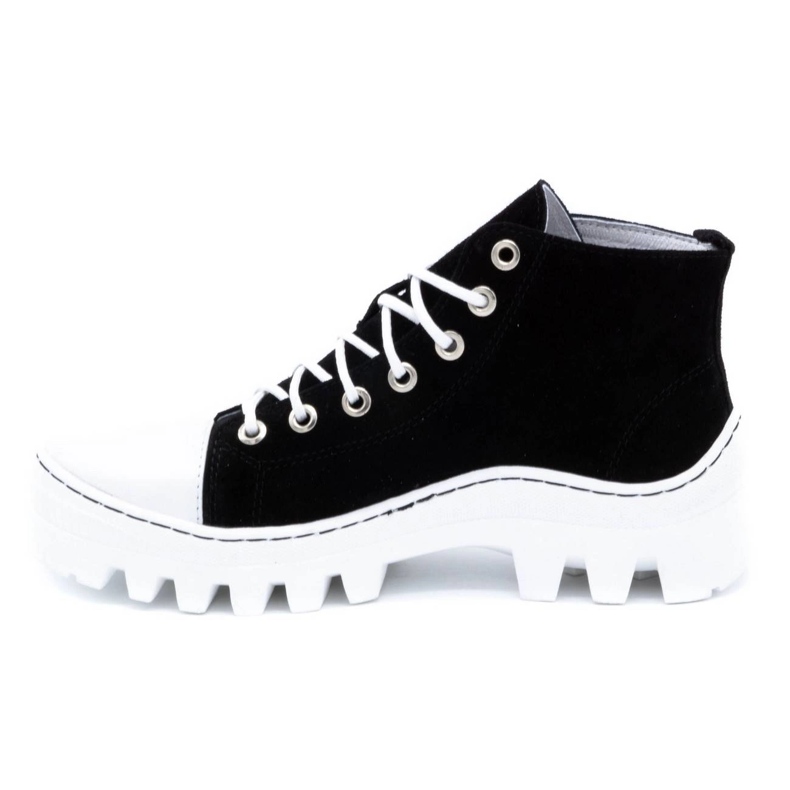 Polbut Ankelstövlar för damer i läder D1 svart pärla 1