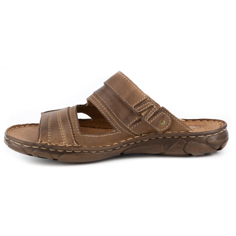 Olivier 460 MP bruna lädertofflor för män beige 1