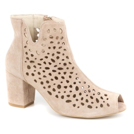 Exquisite Genombrutna läderstövlar för kvinnor 1184 puderrosa 1