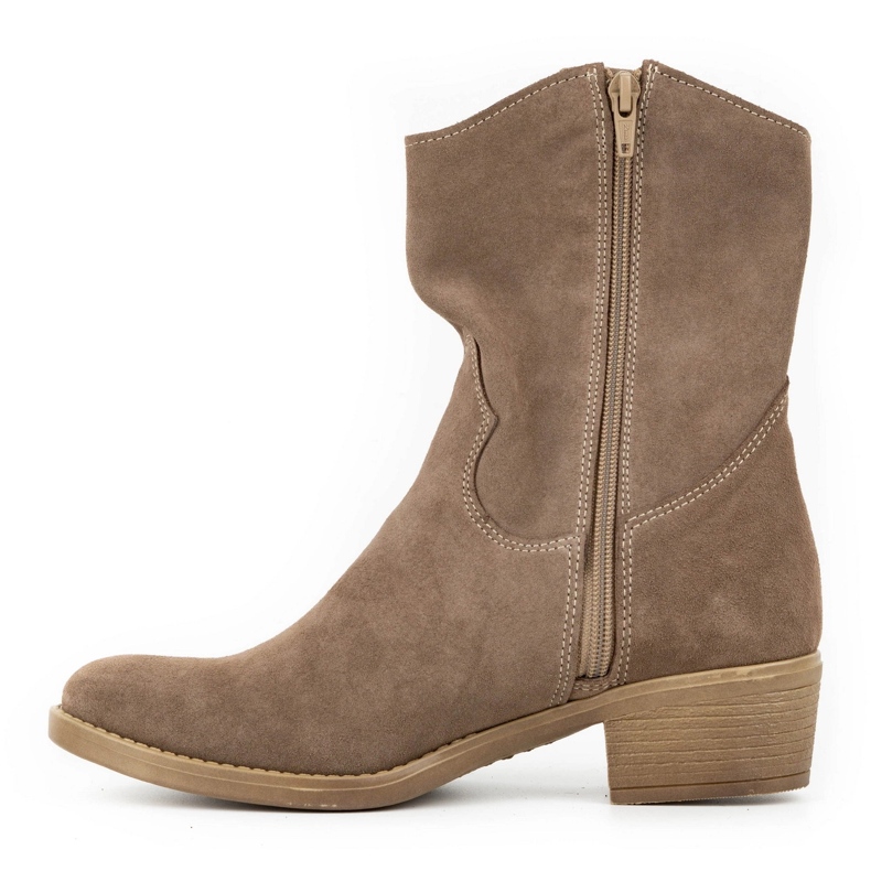 Olivier Kvinnors genombrutna höga klackar Angela bruna stövlar beige 1