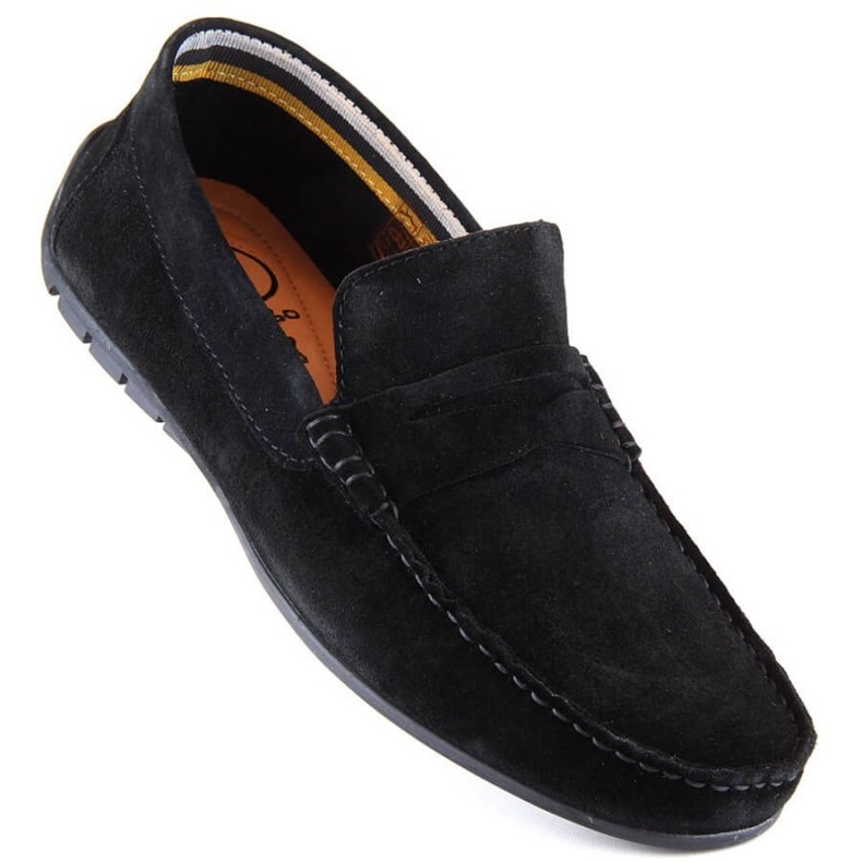 Läder loafers med mocka Filippo M MP921 PAW442A skor svart 1