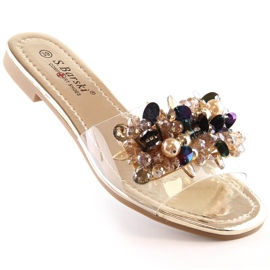 Bekväma genomskinliga tofflor för kvinnor med gyllene pärlor S.Barski Kv 576-3 1