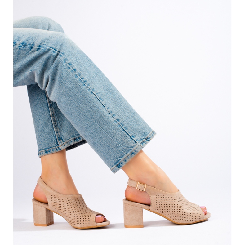 W. Potocki Beige genombrutna sandaler med hög klack från Potocki 1