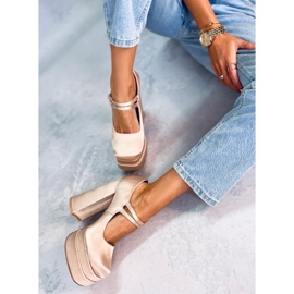 Prandi Beige plattformspumpar i satin 1