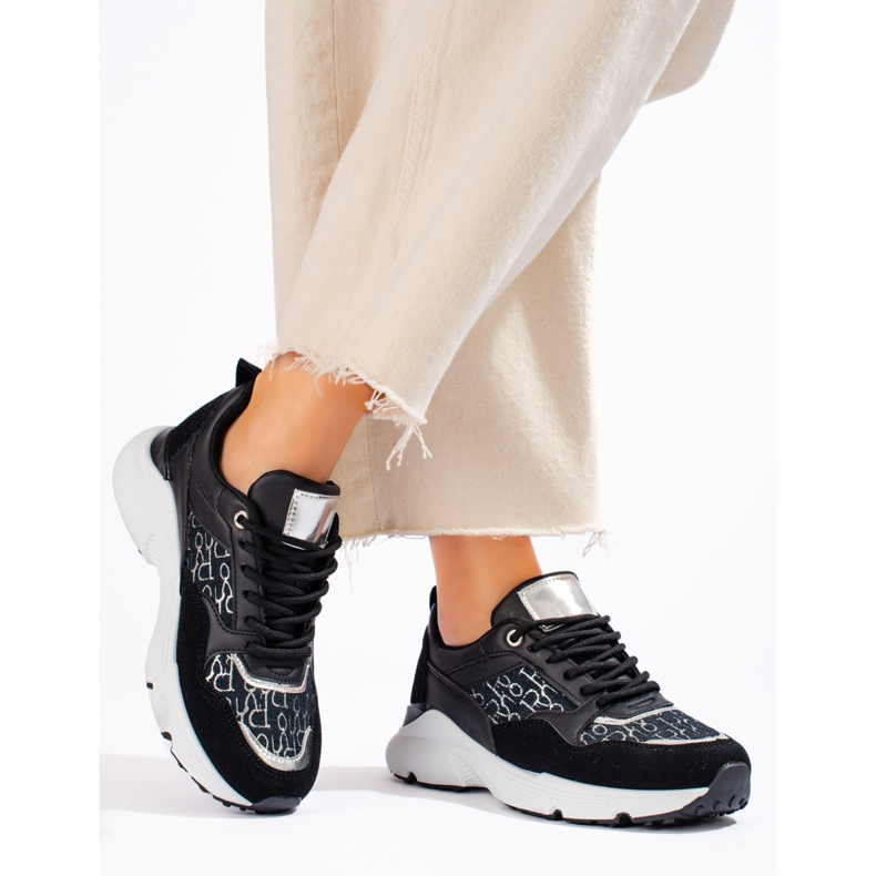 Svarta Shelovet sneakers med tjocka sulor för kvinnor 2