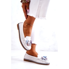 Evento Dam läder loafers med fransar Vita Laressa 2