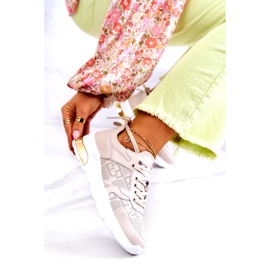 S.Barski Sportssneakers för kvinnor i läder på en beige kil 2