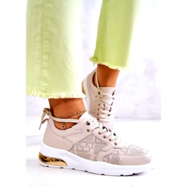 S.Barski Sportssneakers för kvinnor i läder på en beige kil 1