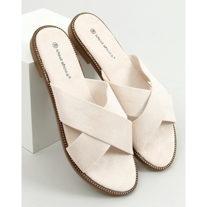 BM Alyson Beige korsformade tofflor för kvinnor 1