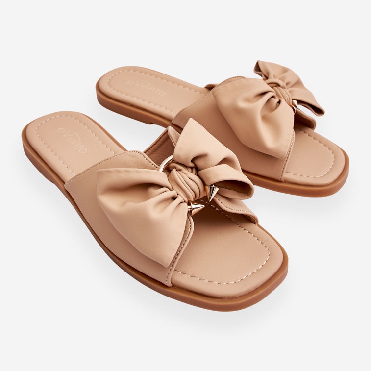 Damtofflor med rosett Beige Becky 1