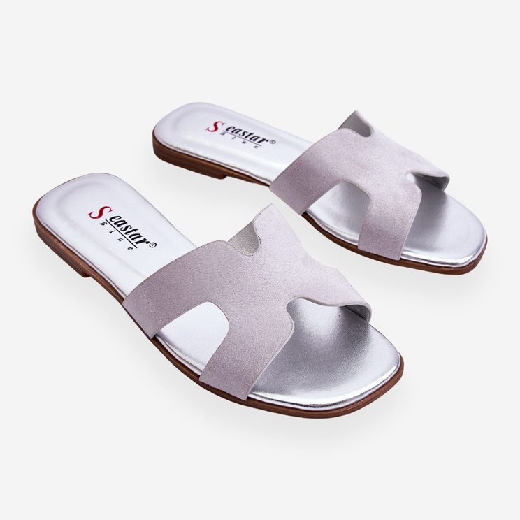 Klassiska mockatofflor damer grå Evana 1