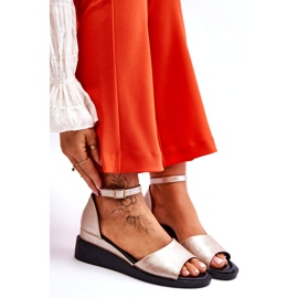 Vinceza Klassiska damsandaler i läder, guld Truett gyllene 4