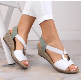 Bekväma damsandaler Rieker 624H6-80 vit 1