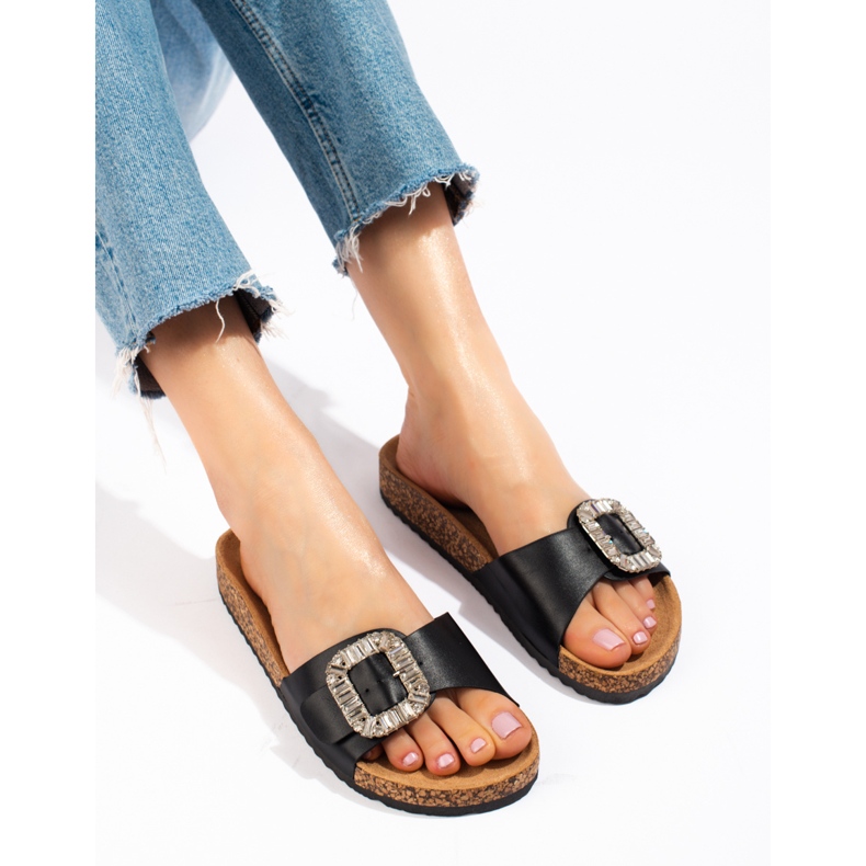 Bekväma svarta tofflor för kvinnor på Shelovet-plattformen 2