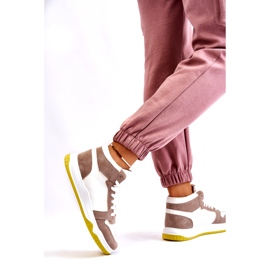 Höga damsportskor, sneakers, vita och beige 4