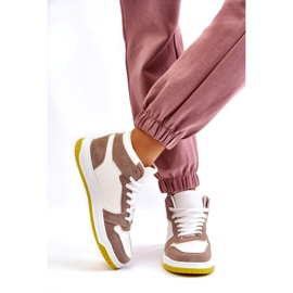 Höga damsportskor, sneakers, vita och beige 3