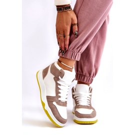 Höga damsportskor, sneakers, vita och beige 2